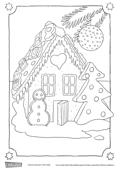 Ausmalbild Weihnachten Lebkuchenhaus
