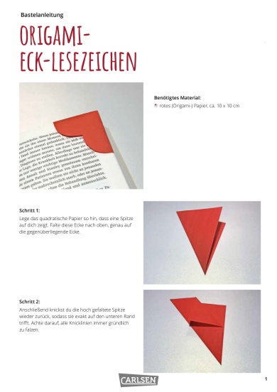 Bastelidee Weihnachtsgeschenk Origami Lesezeichen