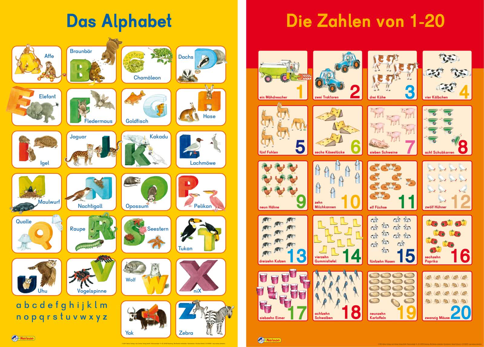 Mein Lernposter: 2er-Set Das Alphabet / Zahlen 1 - 20 | Carlsen