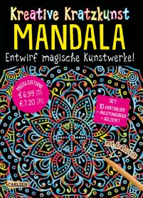 Kreative Kratzkunst: Mandala: Set mit 10 Kratzbildern, Anleitungsbuch und Holzstift