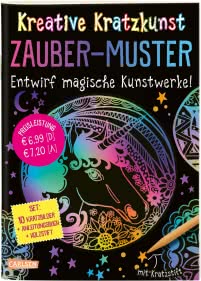 Kreative Kratzkunst: Zauber-Muster: Set mit 10 Kratzbildern, Anleitungsbuch und Holzstift