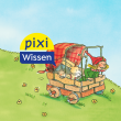Pixi sitzt in einem Wagen und fährt den Berg herunter