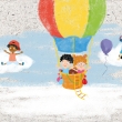 Kinder mit einem Heißluftballon