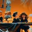 Ron, Harry und Hermine an einem Tisch