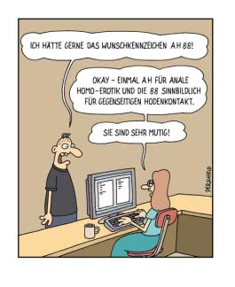 Cartoon Wunschkennzeichen aus Perscheids Abgründe von Martin Perscheid