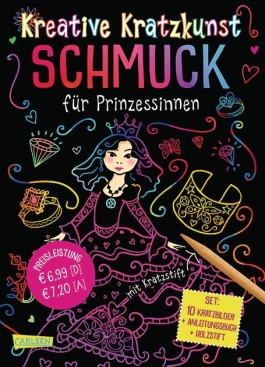 Kreative Kratzkunst: Schmuck für Prinzessinnen: Set mit 10 Kratzbildern, Anleitungsbuch und Holzstift 