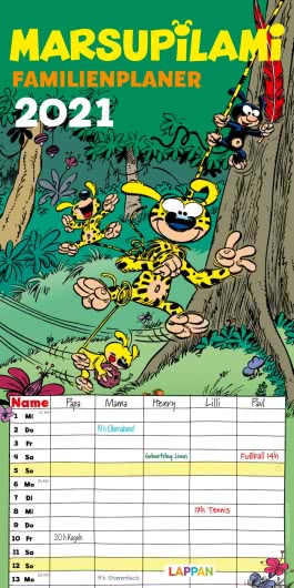 Marsupilami Familienplaner 21 Monatskalender Mit Funf Spalten Pro Seite Carlsen