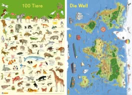 Mein Lernposter: 2er-Set 100 Tiere / Die Welt