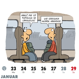 Bahnsinn! Der Pendlerkalender 2023: Tischkalender mit Cartoon-Postkarten 