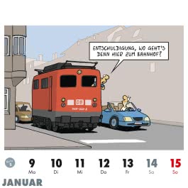Bahnsinn! Der Pendlerkalender 2023: Tischkalender mit Cartoon-Postkarten 