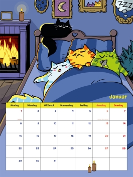 Dicke Katze and Friends - Wandkalender mit Planer 2024