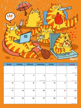 Dicke Katze and friends Wandkalender mit Planer 2023