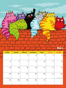 Dicke Katze and friends Wandkalender mit Planer 2023