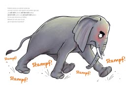 Elefant will durch die Wand