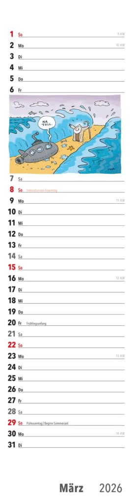 Fiese Bilder Streifenkalender 2026: Monatskalender für die Wand