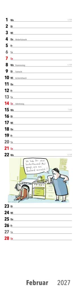 Innenansicht von „Fiese Bilder Streifenkalender 2027: Monatskalender für die Wand“