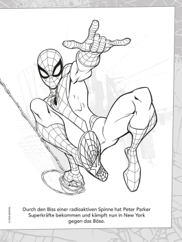 Innenansicht von „MARVEL Spider-Man: Mein spinnenstarkes Malbuch“