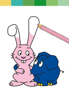 Mein bunter Kindergarten-Malblock mit Elefant und Hase