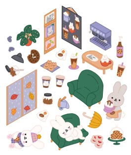 Innenansicht von „Mein süßes Stickerhaus: Cozy Cafés“