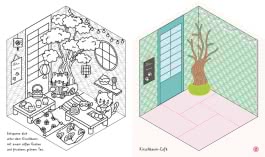 Innenansicht von „Mein süßes Stickerhaus: Cozy Cafés“