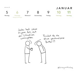 kriegundfreitag: Postkartenkalender 2026