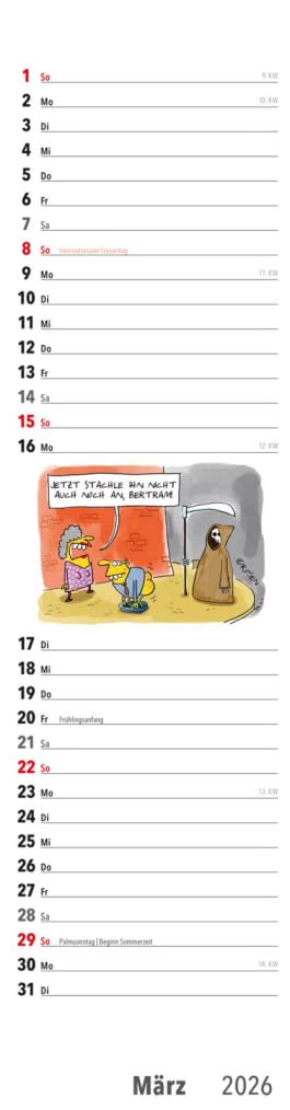 Ruhestand Streifenkalender 2026: Monatskalender für die Wand