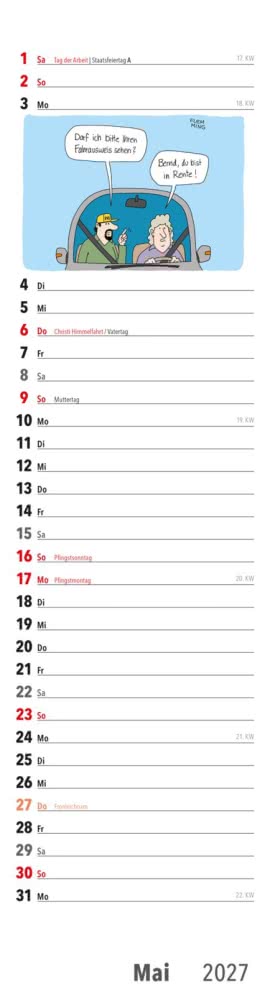 Innenansicht von „Ruhestand Streifenkalender 2027: Monatskalender für die Wand“