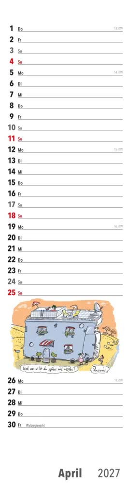 Innenansicht von „Ruhestand Streifenkalender 2027: Monatskalender für die Wand“