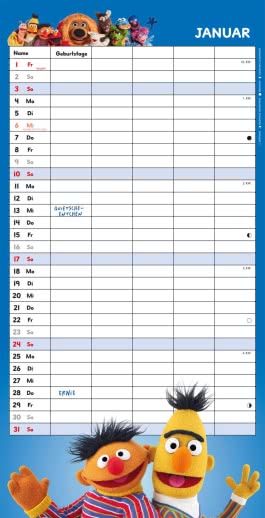 Innenansicht von „Sesamstraße Familienkalender 2027“