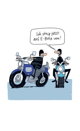 Überleben auf dem E-Bike: Humorvolle Geschichten und Cartoons rund ums E-Bike