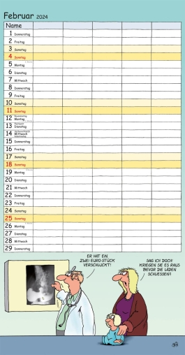 Uli Stein Familienkalender 2024: Familienplaner mit 5 Spalten