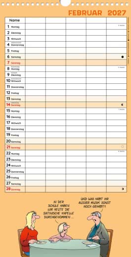 Innenansicht von „Uli Stein Familienkalender 2027: Familienplaner mit 5 Spalten“