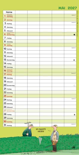 Innenansicht von „Uli Stein Familienkalender 2027: Familienplaner mit 5 Spalten“