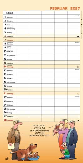 Innenansicht von „Uli Stein Familienkalender 2027: Familienplaner mit 5 Spalten“
