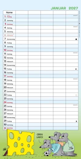 Innenansicht von „Uli Stein Familienkalender 2027: Familienplaner mit 5 Spalten“