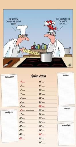 Innenansicht von „Uli Stein Küchenkalender 2026: Monatskalender für die Wand“