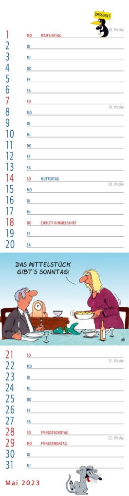 Uli Stein – Streifenkalender 2023: Monatskalender für die Wand