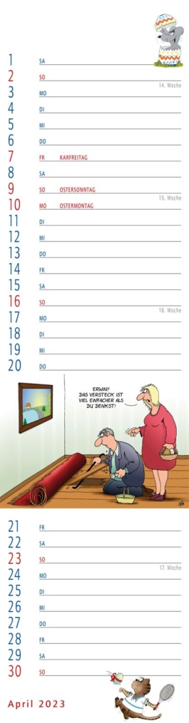 Uli Stein – Streifenkalender 2023: Monatskalender für die Wand