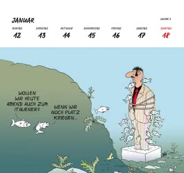 Innenansicht von „Uli Stein Postkartenkalender 2026“