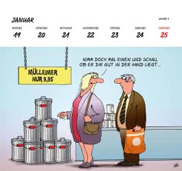 Innenansicht von „Uli Stein Postkartenkalender 2026“