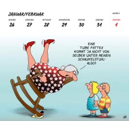 Innenansicht von „Uli Stein Postkartenkalender 2026“