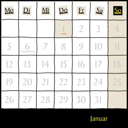 Innenansicht von „Uli Stein Schwarzer Kalender 2026: Monatskalender für die Wand“