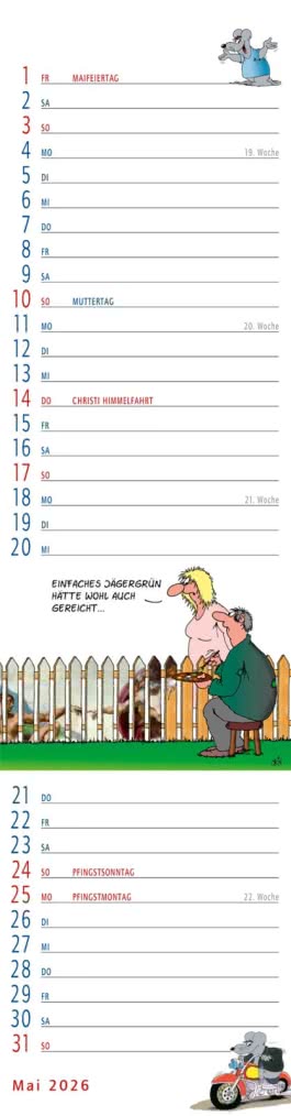 Innenansicht von „Uli Stein Streifenkalender 2026: Monatskalender für die Wand“
