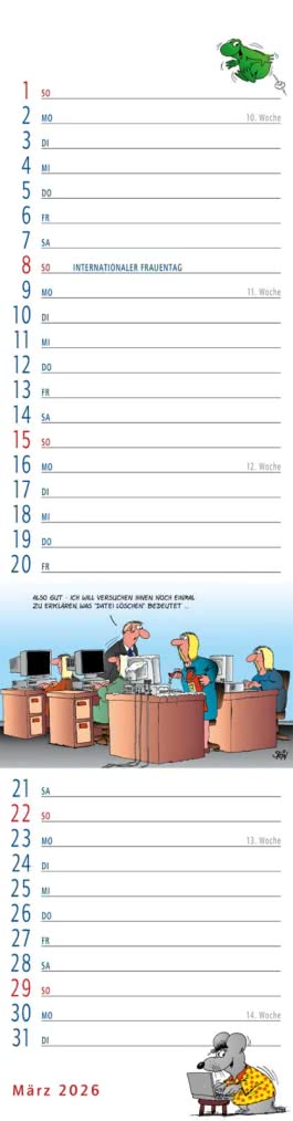 Innenansicht von „Uli Stein Streifenkalender 2026: Monatskalender für die Wand“