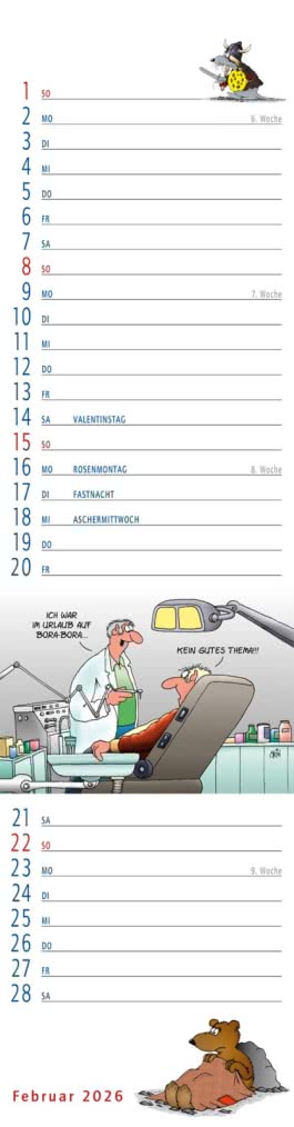 Innenansicht von „Uli Stein Streifenkalender 2026: Monatskalender für die Wand“