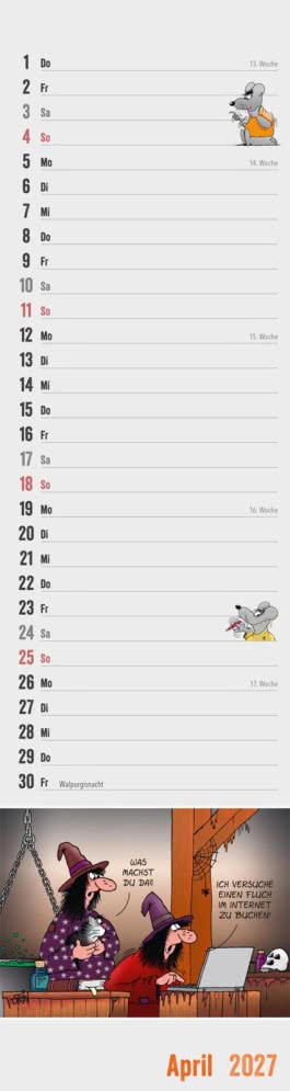 Innenansicht von „Uli Stein Streifenkalender 2027: Monatskalender für die Wand“