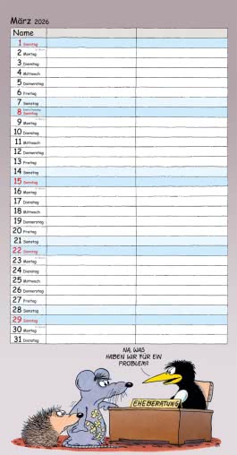 Uli Stein Timer für zwei 2026: Monatskalender für die Wand