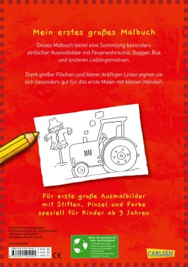Ausmalbilder für Kita-Kinder: Mein erstes großes Malbuch: Fahrzeuge: Malen ab 3 Jahren