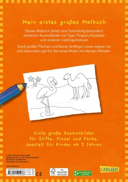 Mein erstes großes Malbuch:  Wilde Tiere : Malen ab 3 Jahren