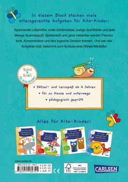 Spiel+Spaß für KiTa-Kinder: Mein bunter Kindergarten-Übungsblock